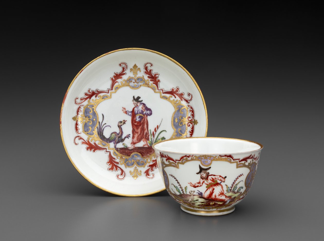 Çay Kasesi ve Tabağı, c.1755 (yumuşak hamurlu porselen) by Italian School
