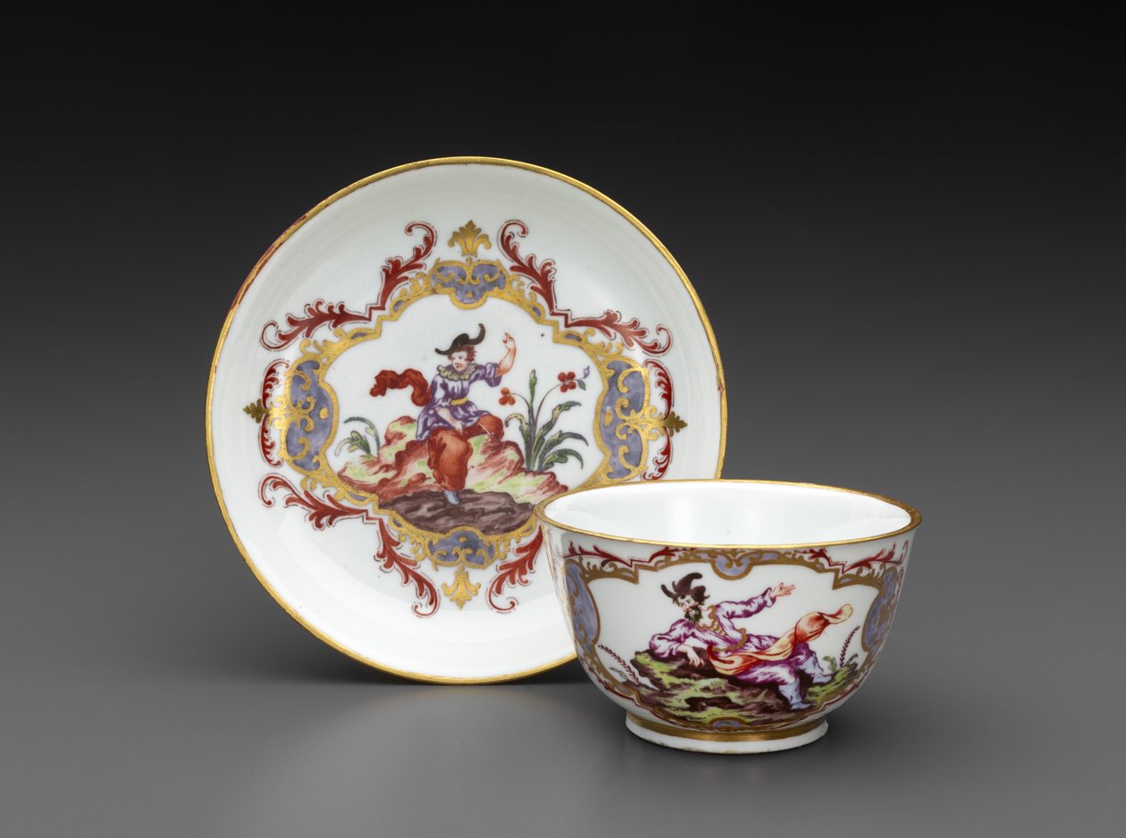 Çay Kasesi ve Tabağı, c.1755 (yumuşak hamurlu porselen) by Italian School