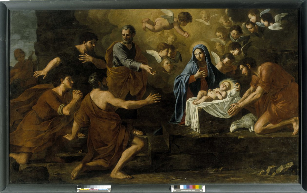 Çobanların Hayranlığı. 17. yüzyıl (tuval üzerine yağlı boya) by Italian School