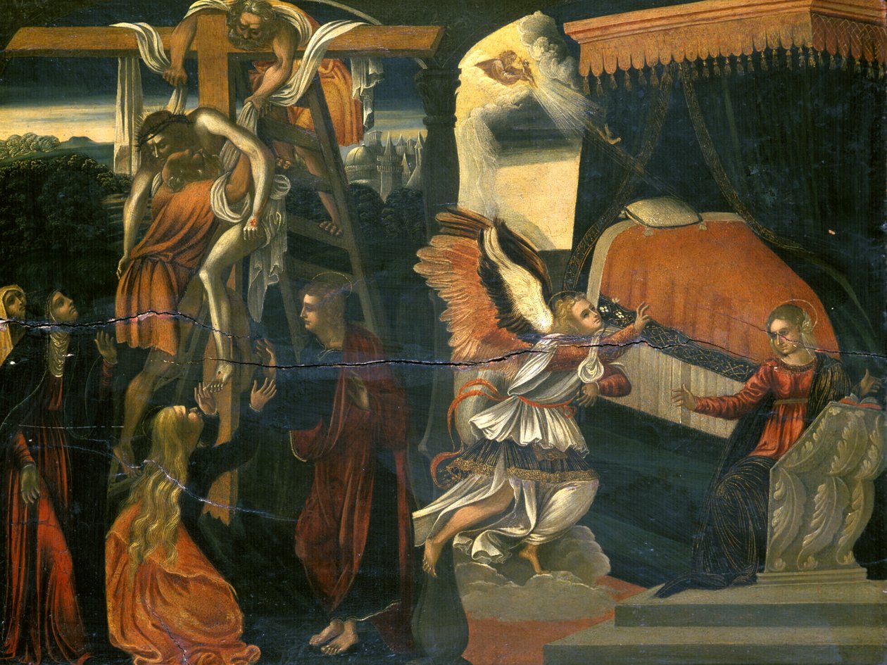 Müjde ve Biriktirme (cevizde tempera) by Italian School