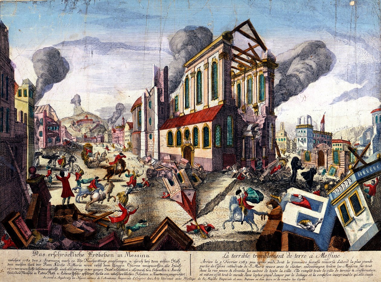 Messina Depremi 1783 (renkli gravür) by Italian School