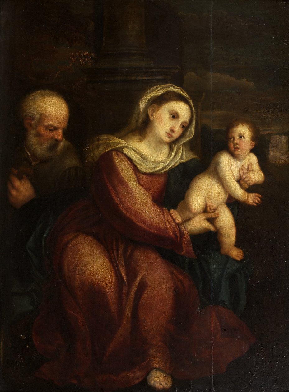 Kutsal Aile (panelde yağlı boya) by Italian School