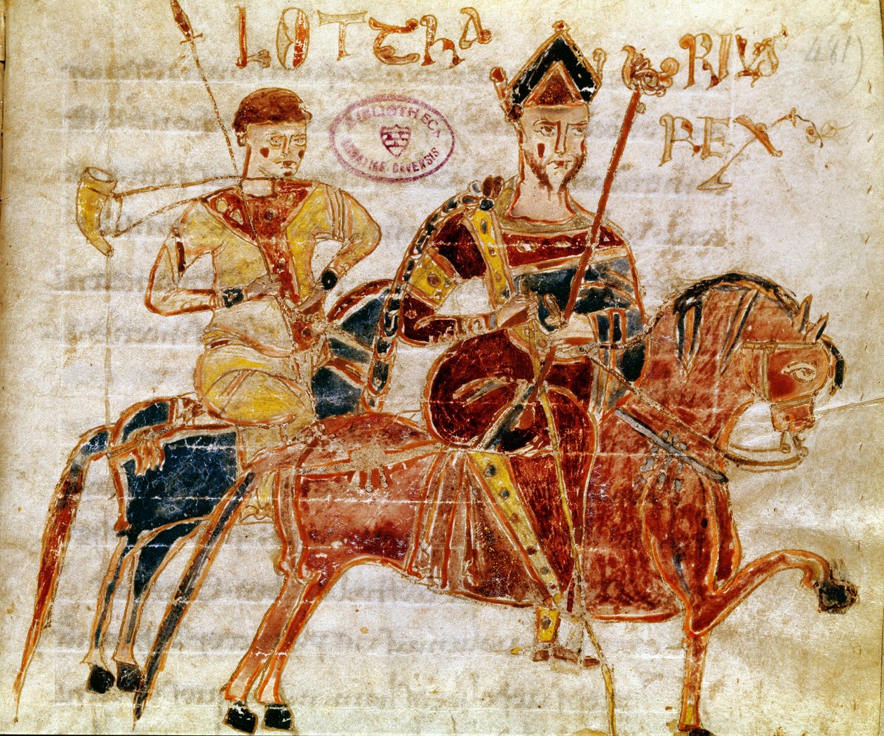Frank Kralı ve ardından I. Lotharia (9. yüzyıl) Kral Rothari tarafından kurulan Lombard krallığının yasalarını anlatan “Codex Legum Longobardorum”dan (veya Langobardorum) minyatür by Italian School