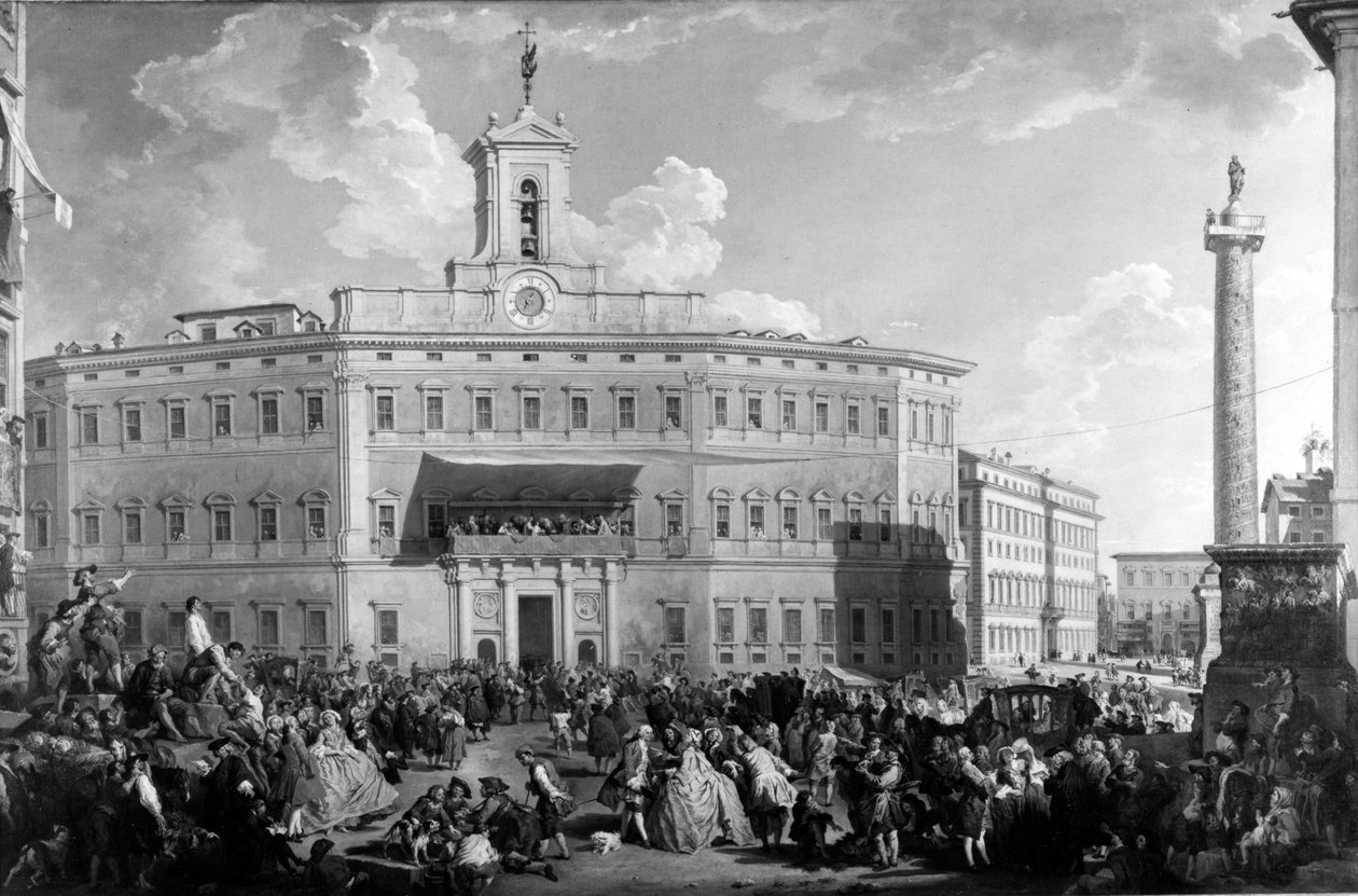Piazza Montecitorio'daki Piyango, Paolo Panini, 18. Yüzyıl (resim) by Italian School