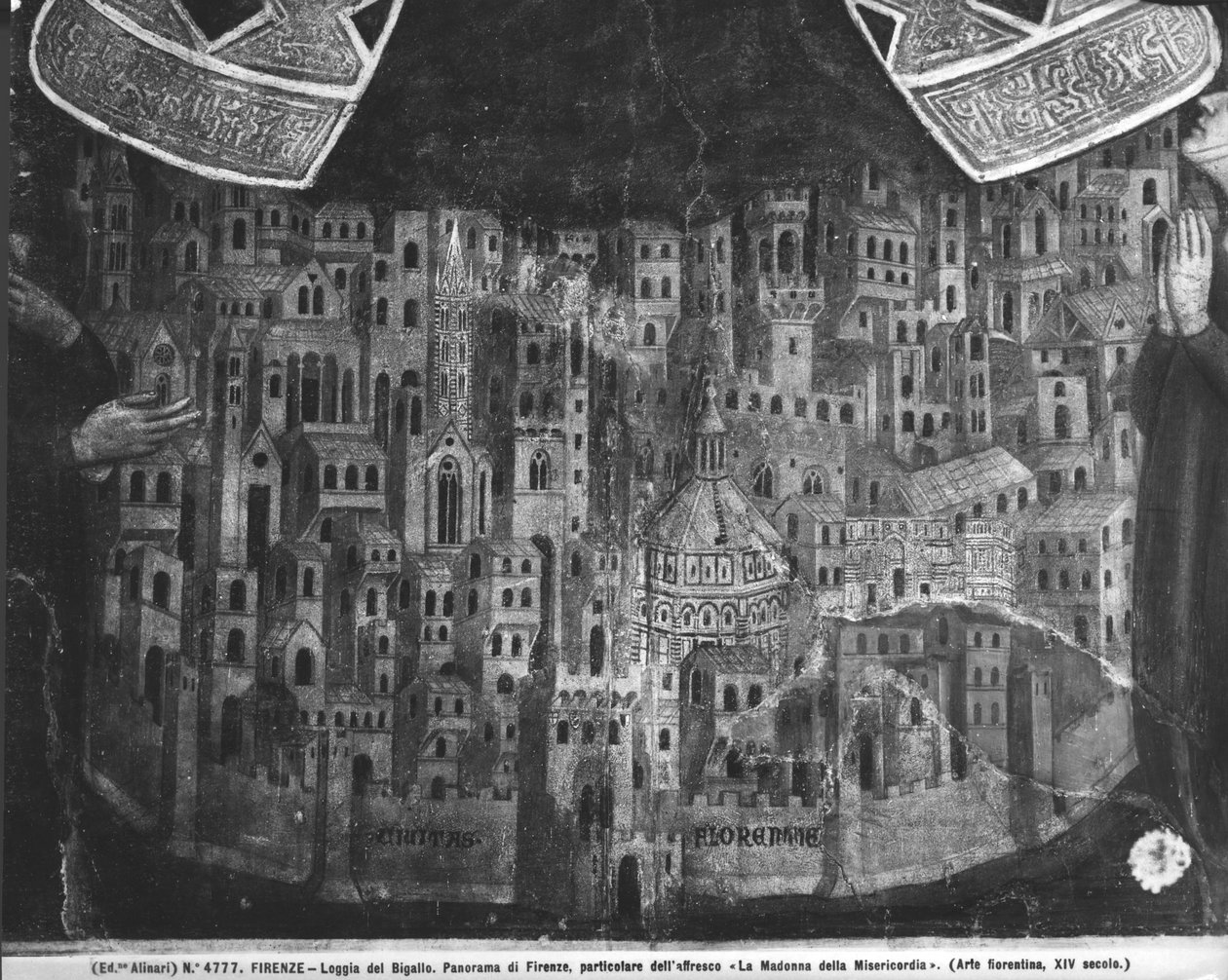 Madonna della Misericordia, Floransa şehrinin detayı by Italian School