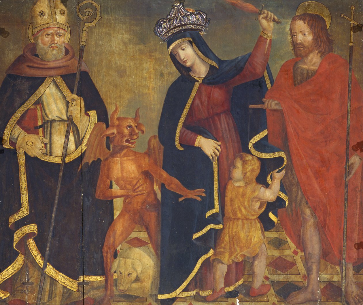 Azizler ile Rölyef Madonna (panelde tempera) by Italian School