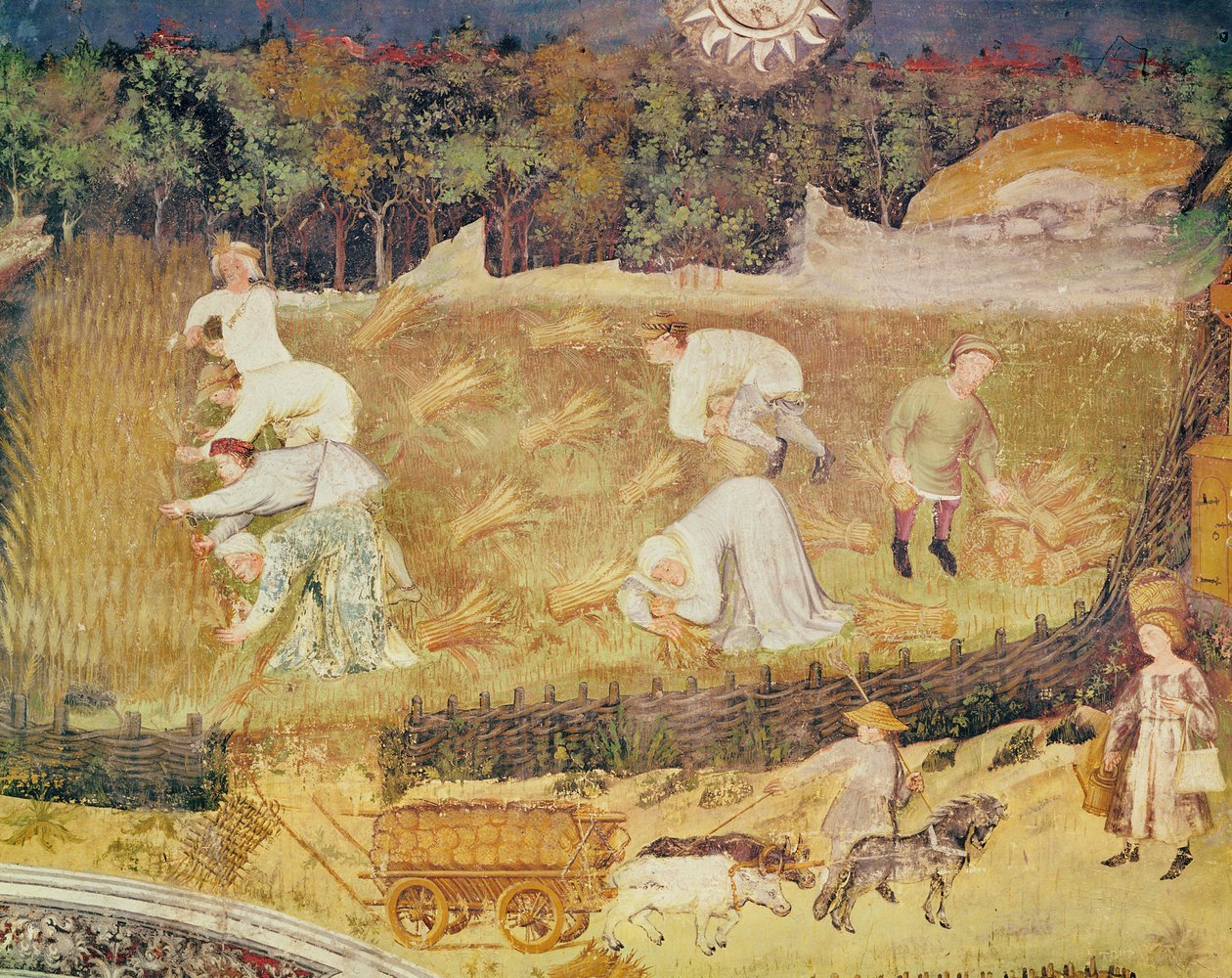 Ağustos Ayı, hasat detayı, c.1400 (fresk) by Italian School