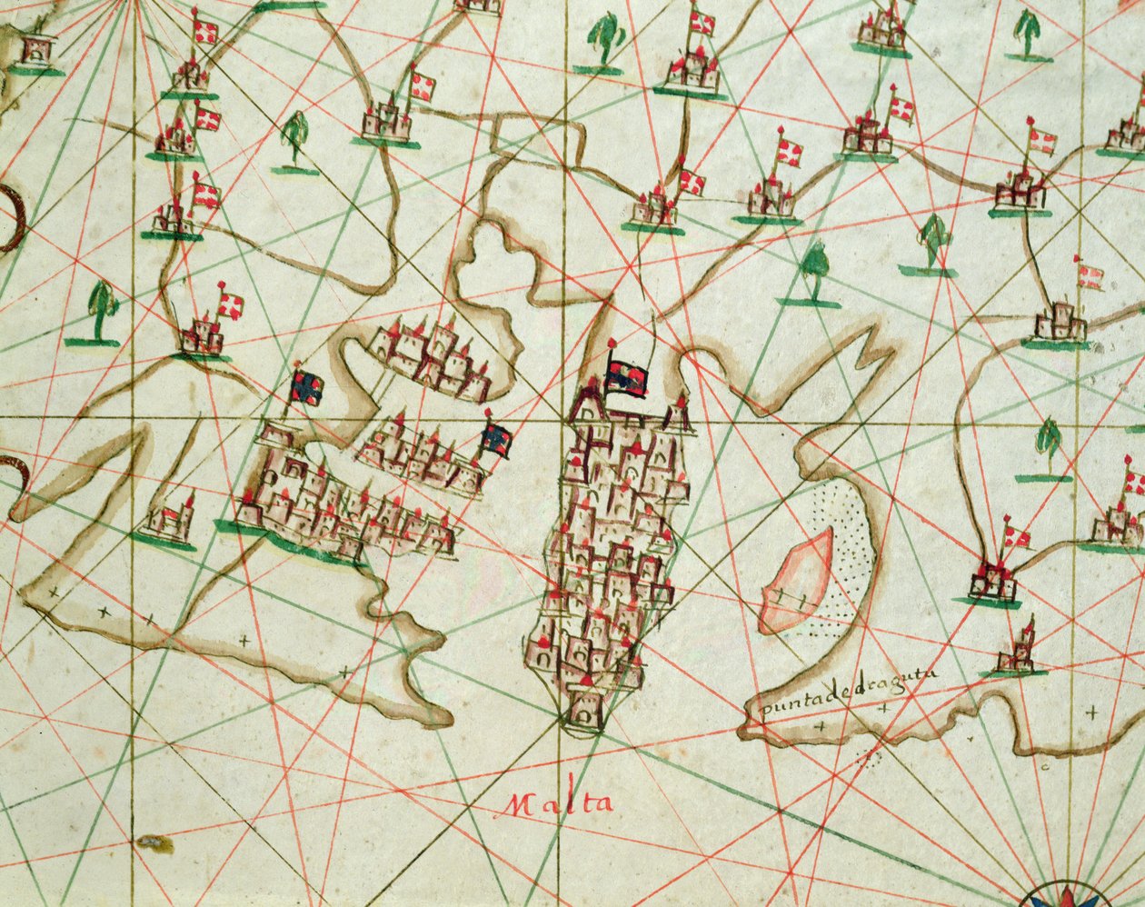 La Valletta Limanı, bir deniz atlasından, 1646 (parşömen üzerine mürekkep) (330944