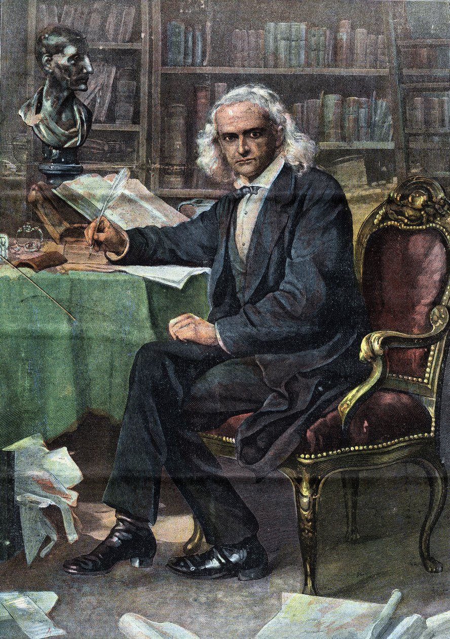 Theodor Mommsen (1817 - 1903), Alman tarihçi ve siyasetçi (1902 Nobel Edebiyat Ödülü) - "La Tribuna illustrata "da by Italian School