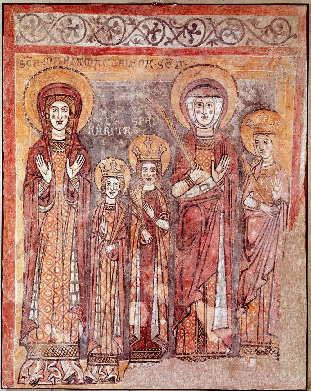 Teolojik erdemler: İnanç, Hayırseverlik ve Umut (fresk, 8. yüzyıl) by Italian School