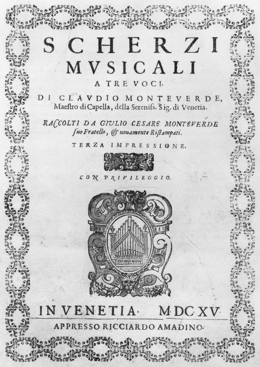 Claudio Monteverdi (1567-1643) 1615 tarafından yazılan Scherzi Musicali