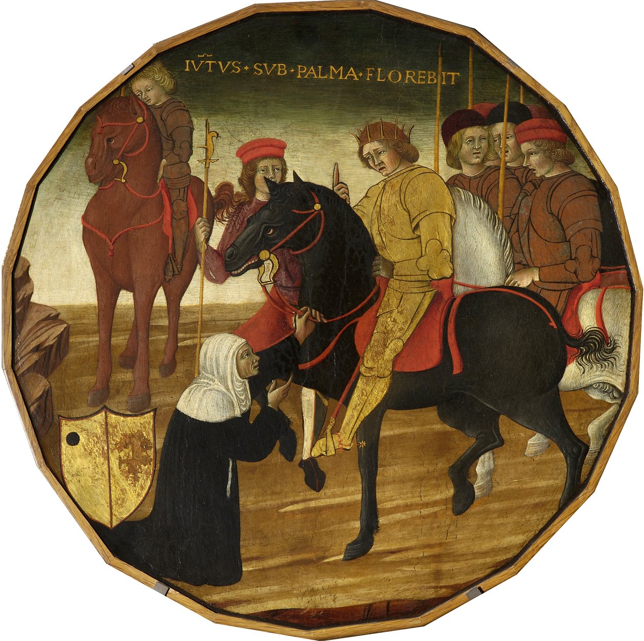 Trajan ve Dul (panelde altın ve gümüş ile tempera) by Italian School