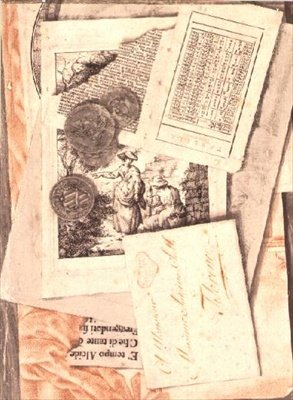Gravürlerin, çizimlerin, madeni paraların vb. Trompe l