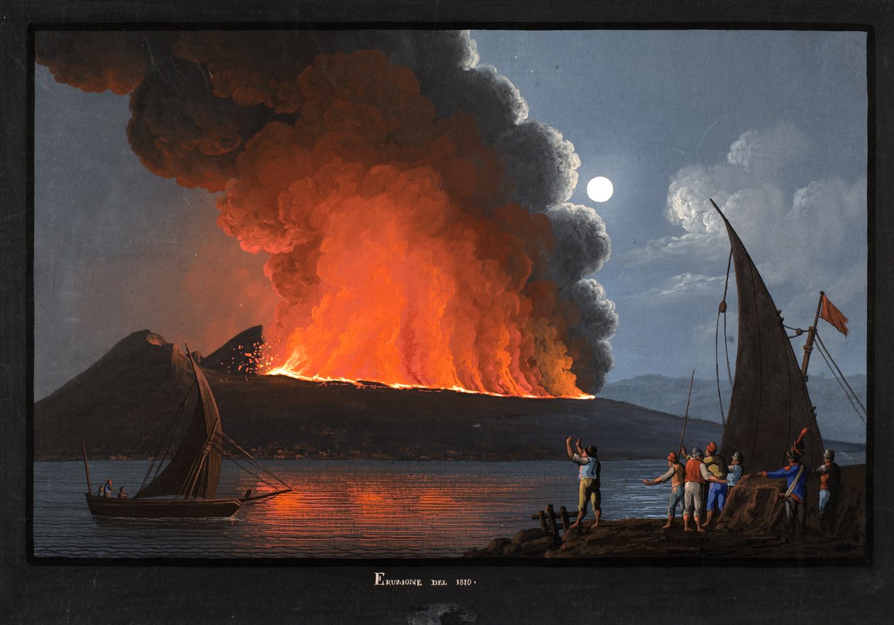 Vezüv, 1810 patlaması by Italian School