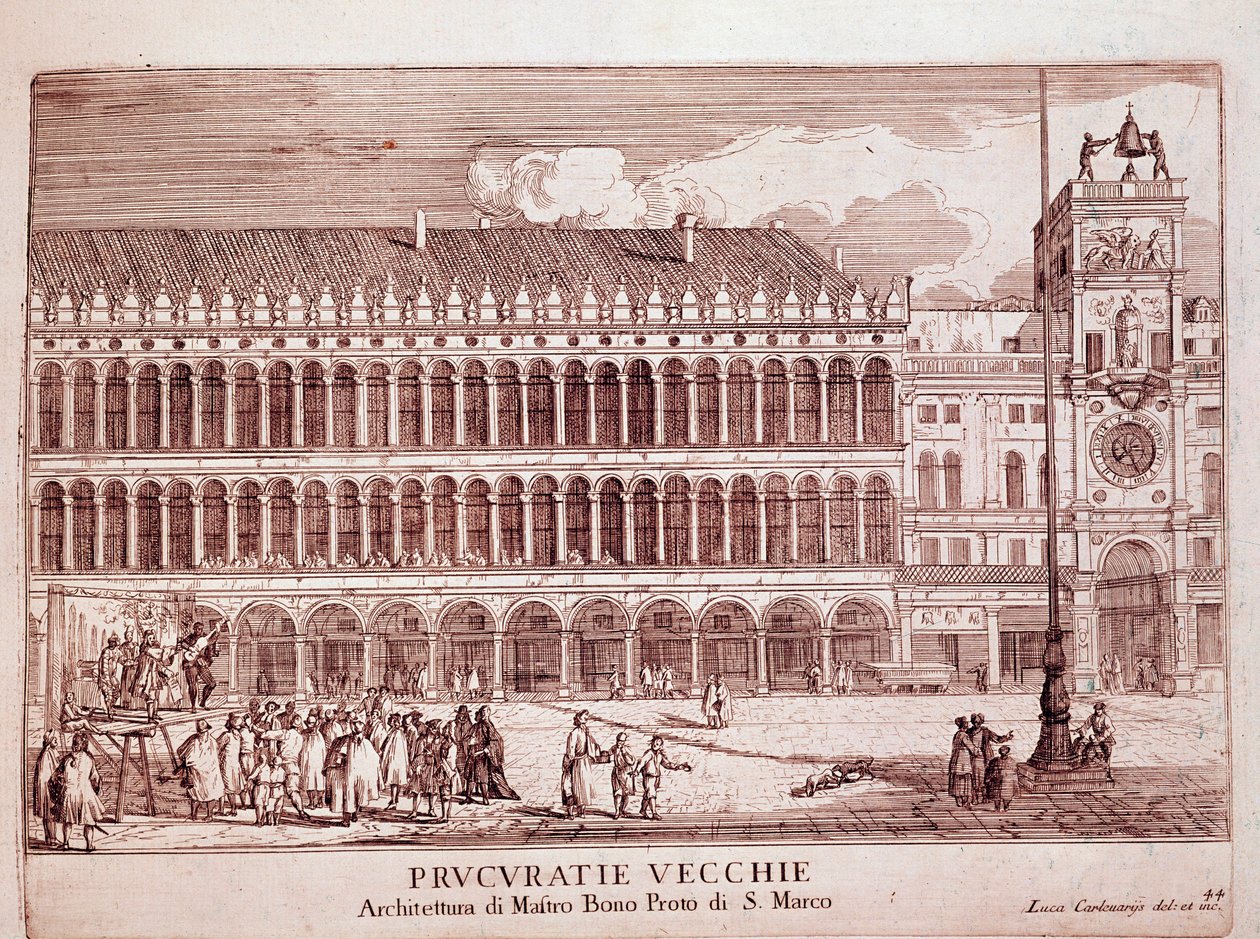 Venedik'teki San Marco Meydanı'ndaki Procuracy Vecchie'nin Görünümü 1703 Venedik Gravür, Museo Correr by Italian School