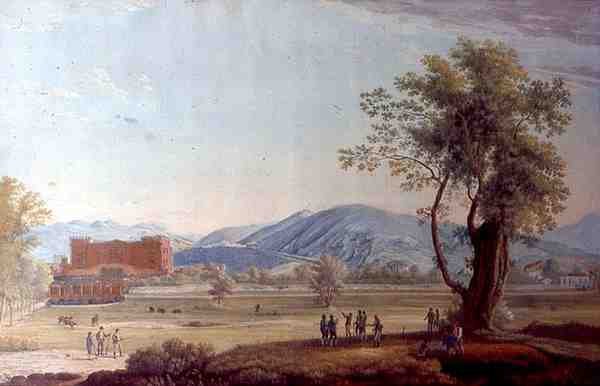 Villa ve Park Manzarası (kağıt üzerine sulu boya) by Italian School