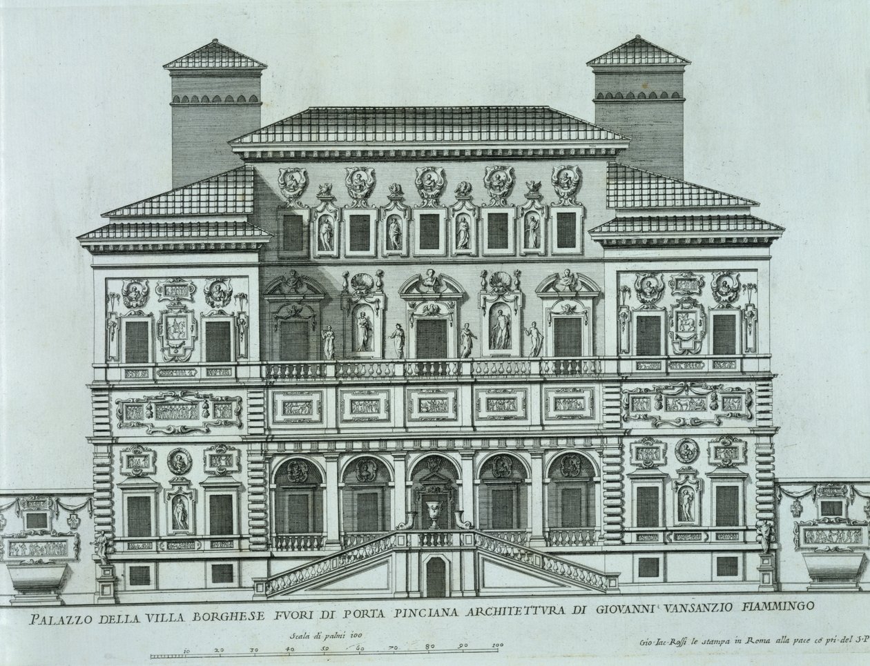 Villa Borghese, Roma cephesinin görünümü by Italian School