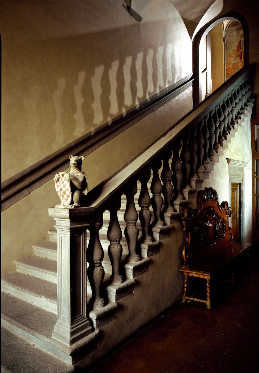 Belediye Binası (Palazzo degli Anziani) merdivenlerinin görünümü by Italian School