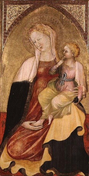 Bakire ve Çocuk, Floransa Okulu (panelde altın rengi olan tempera) by Italian School