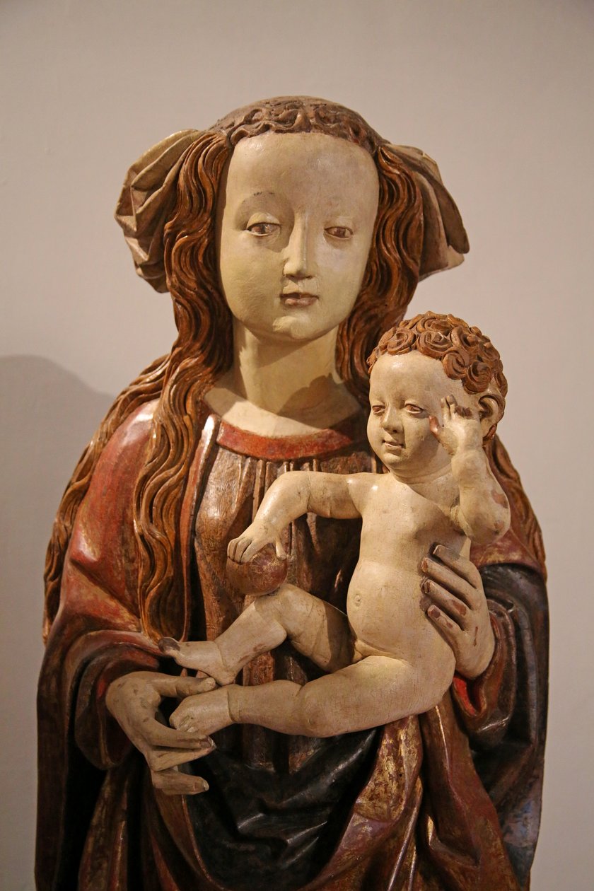 Bakire ve Çocuk, Swabian kökenli (boyalı ahşap) by Italian School