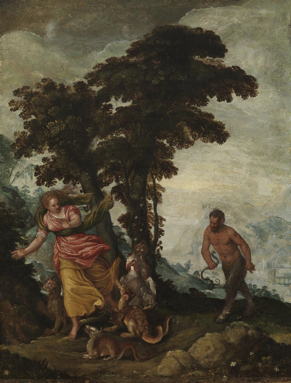 Vice tarafından takip edilen erdem, c.1570-1600 (tuval üzerine yağlı boya) by Italian School