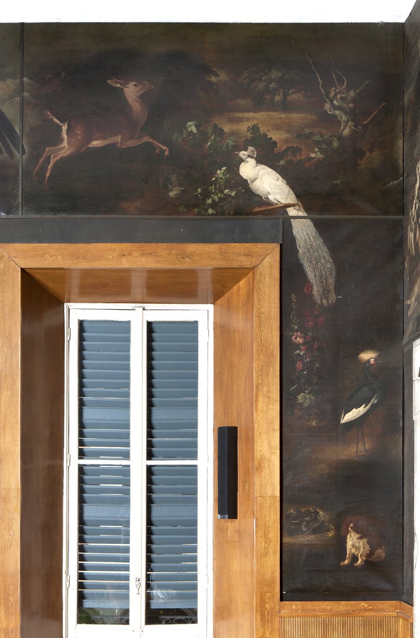 Beyaz tavus kuşu, karaca ve gri taçlı turna, Orpheus Efsanesi by Italian School