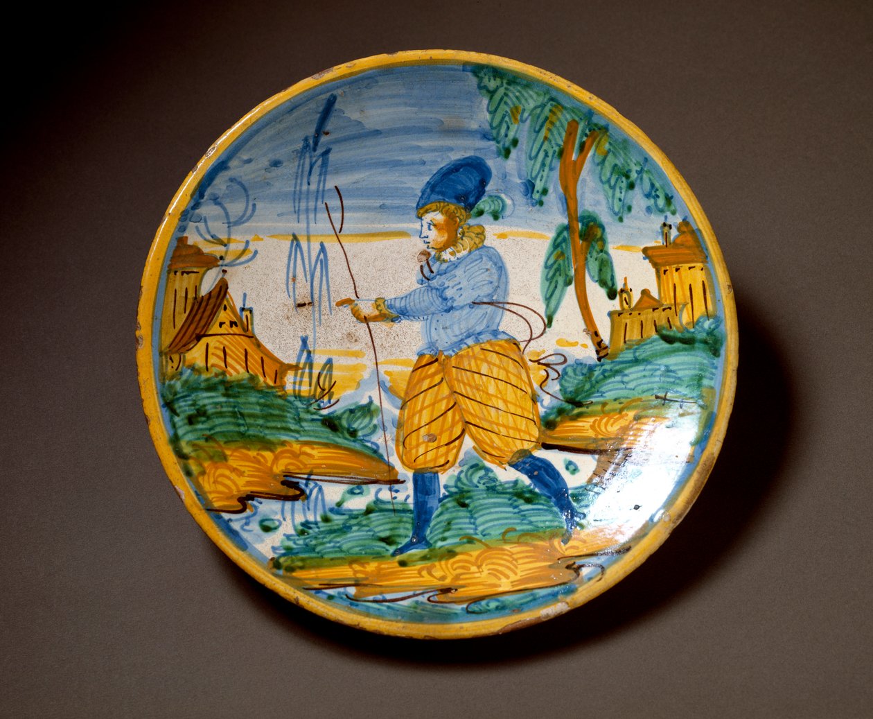 Soyluların genç adamı. Viterbo, İtalya'da üretilen seramik tabak. 16. yüzyılın sonu Floransa, Museo Nazionale del Bargello by Italian School
