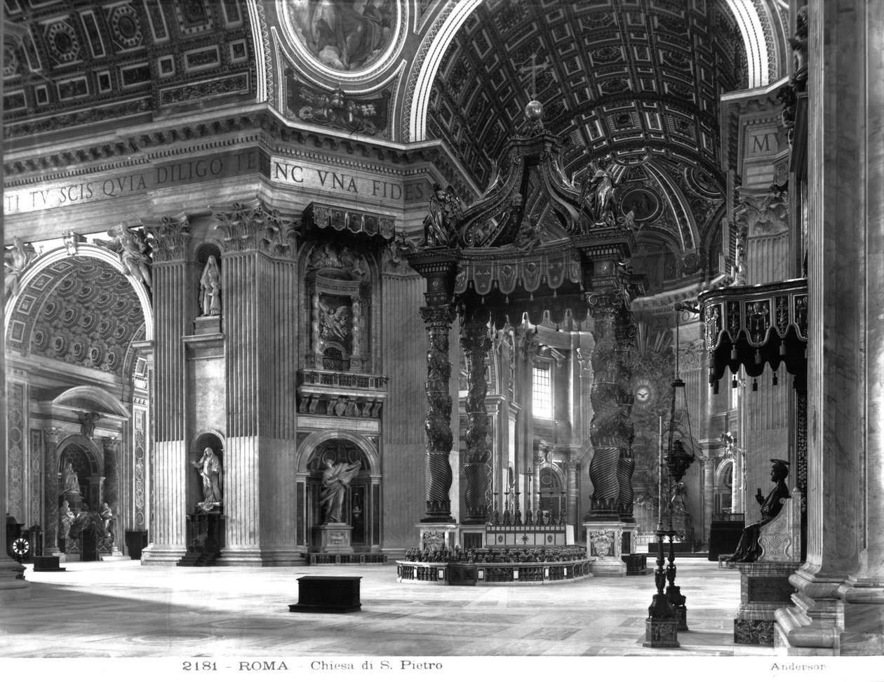 merkezinde baldacchino ile nef geçişinin İç görünümü, by Italian School Italian School