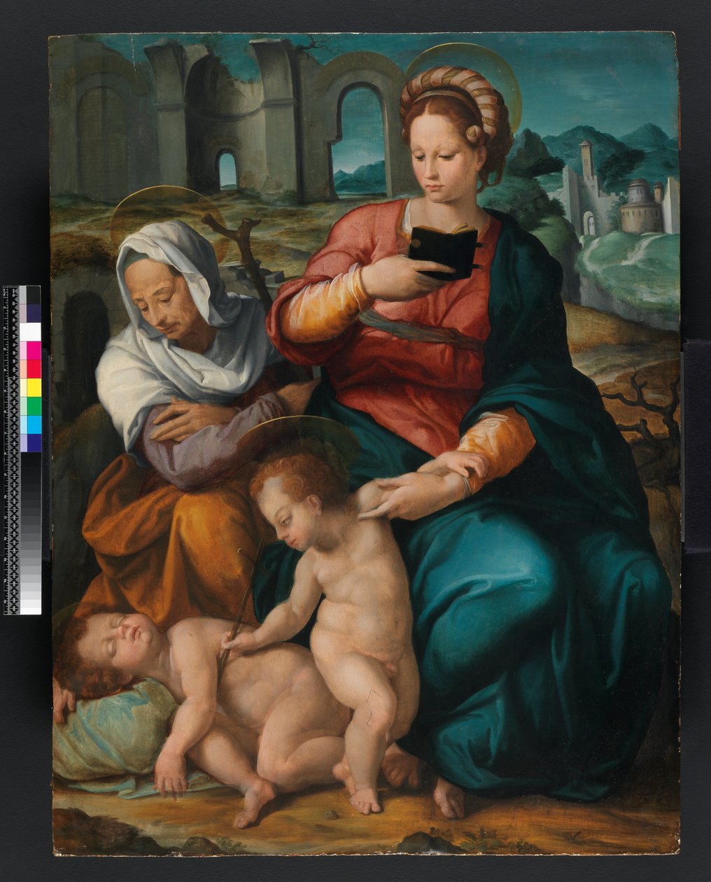 Aziz Elizabeth ve Bebek Baptist ile Bakire ve Çocuk, Floransalı (panel) by Italian School Italian School