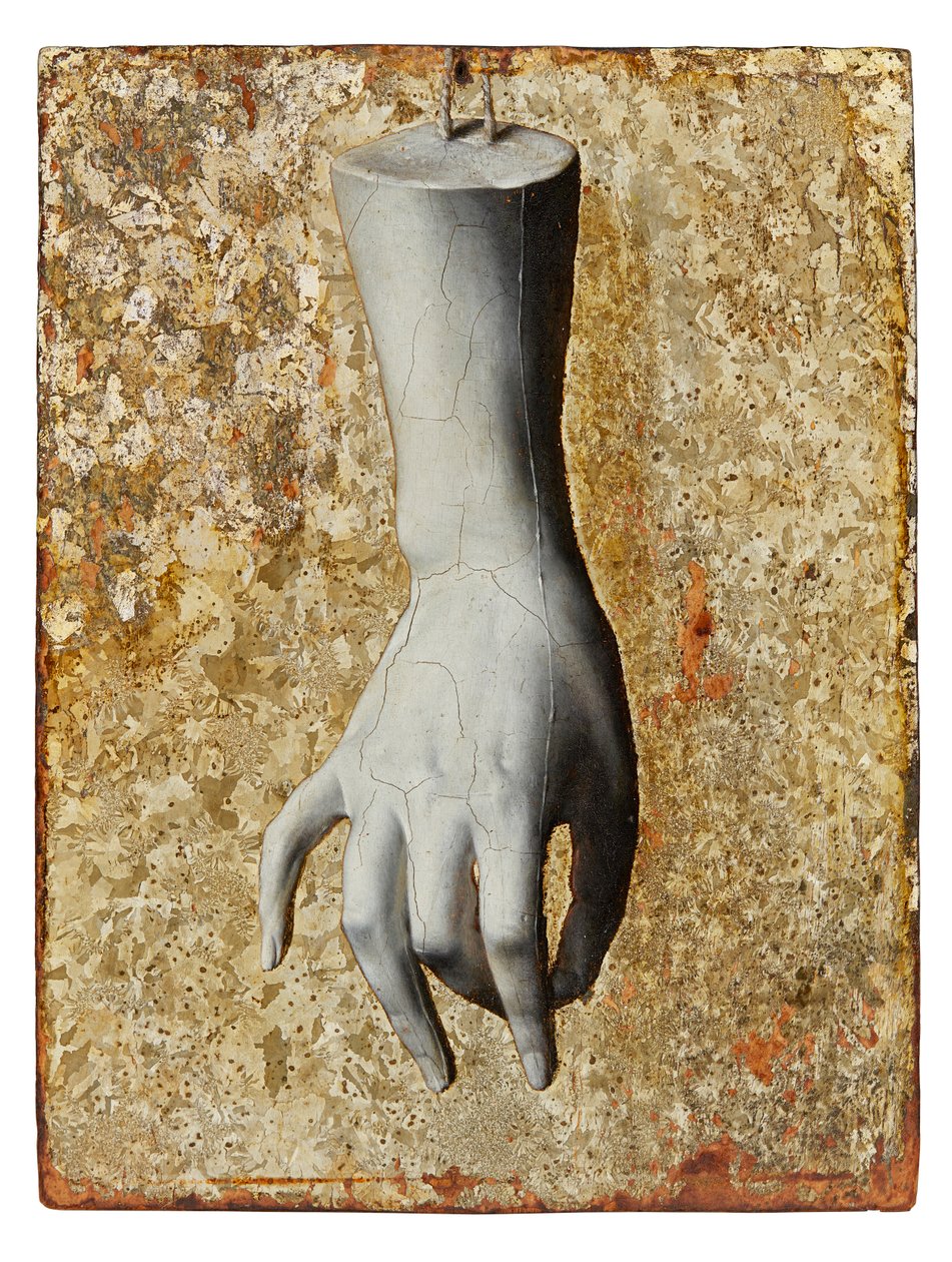 İnce Heykel Kadın Eli Natürmort (panel üzeri yağlı boya) by Italian School