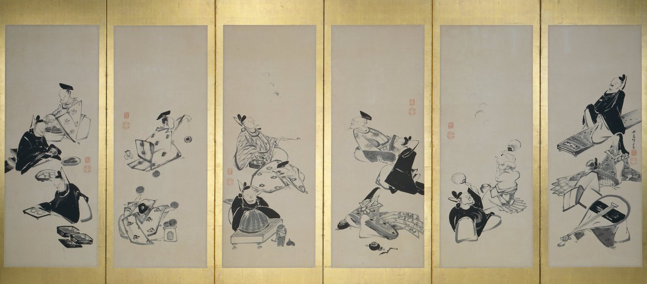 Otuz Altı Ölümsüz Şair (1 çift) by Ito Jakuchu