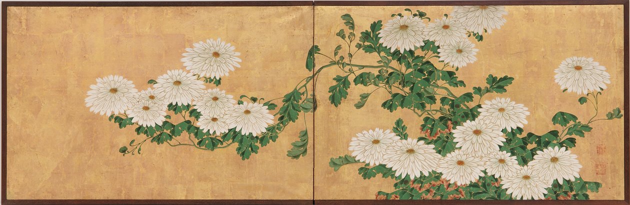 Kasımpatı, Edo Dönemi (kağıt üzerinde mürekkep, renk ve altın) by Ito Jakuchu