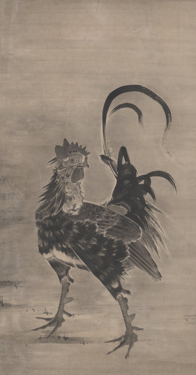 Horozlar, Tavuklar ve Civcivler, bir çiftin solu, 1795 by Ito Jakuchu