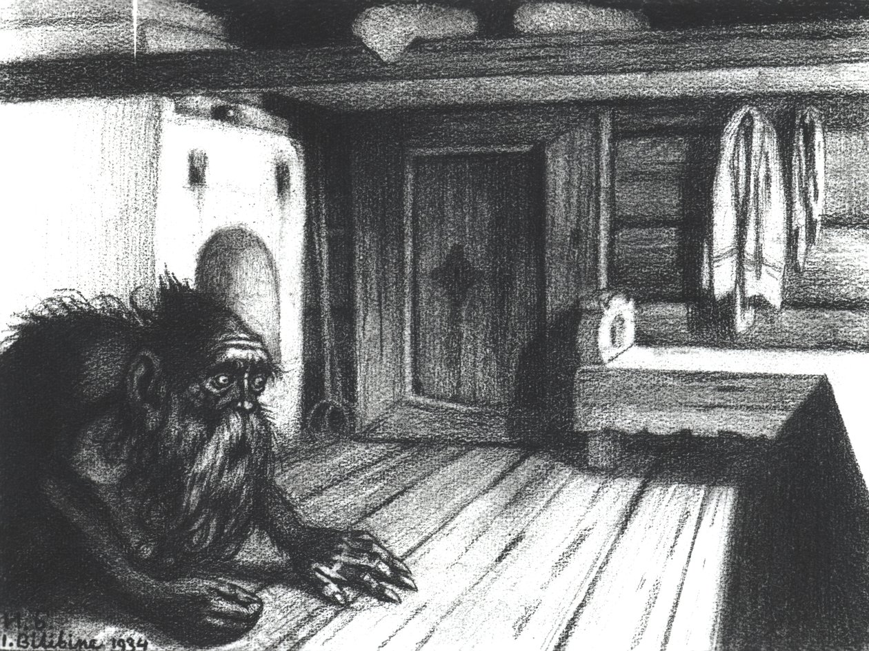 Domovoi, evin ruhu, 1934 (kağıt üzerinde kömür) by Ivan Yakovlevich Bilibin