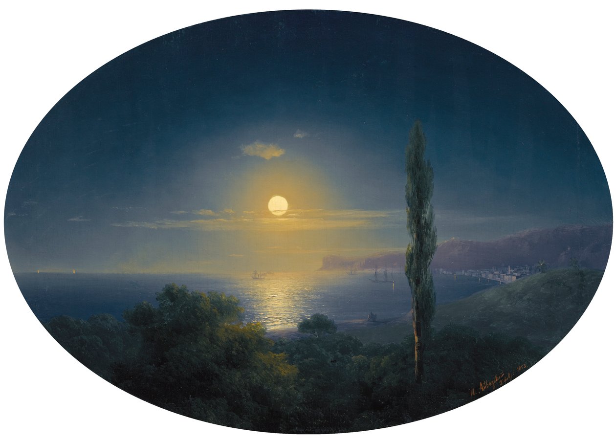 Ay ışığında Kırım sahili by Ivan Konstantinovich Aivazovsky