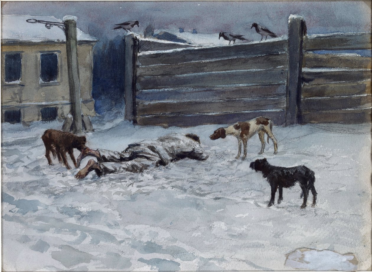 Vladimirov, Ivan Alexeyevich (1869-1947) tarafından açlıktan öldü (Doğadan çekildi). Suluboya, Kağıt Üzerine Guaj by Ivan Alexeyevich Vladimirov