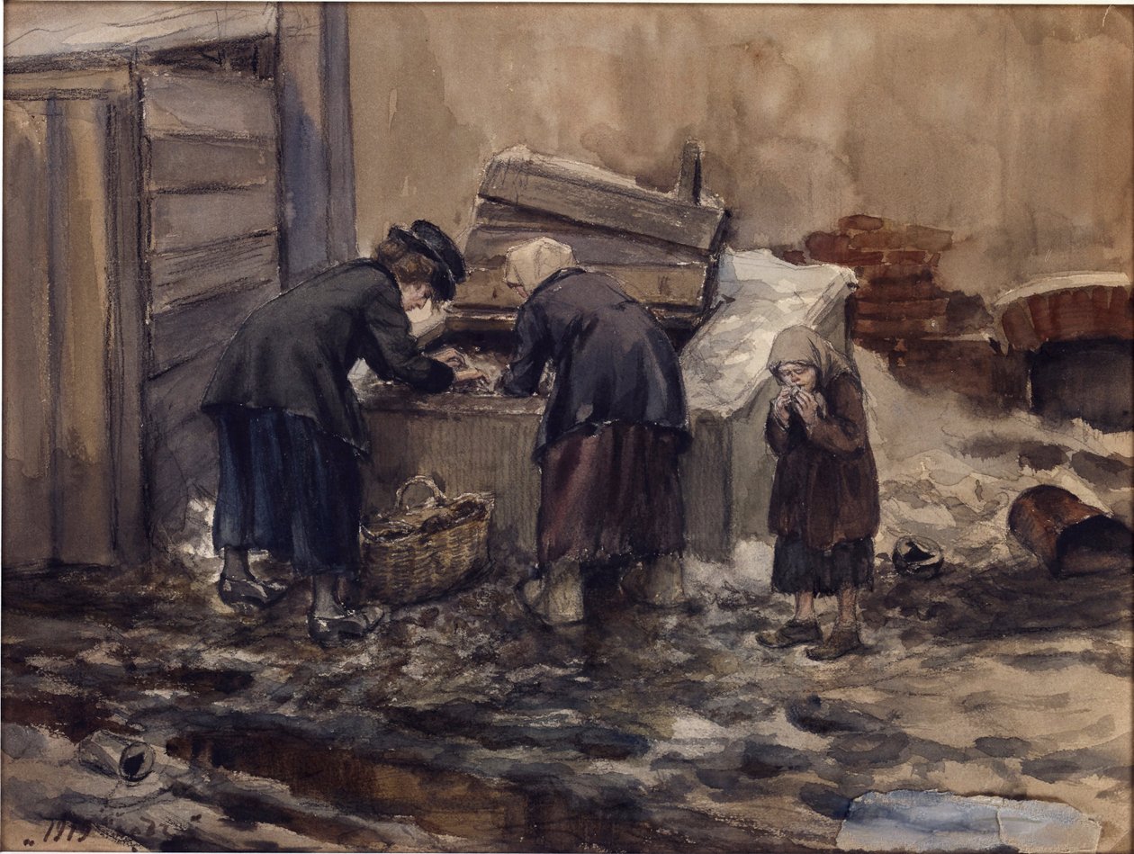 Petrograd'da Vladimirov, Ivan Alexeyevich (1869-1947) tarafından aç yıllar. Suluboya, Kağıt Üzerine Guaj by Ivan Alexeyevich Vladimirov