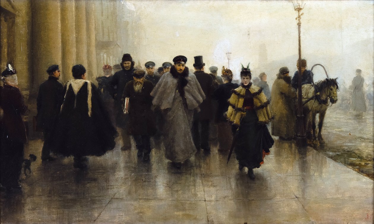 Perspektif Nevski - Nevsky Prospekt - Ivan Alexeyevich Vladimirov (1869-1947). Tuval üzerine yağlı boya, 1890