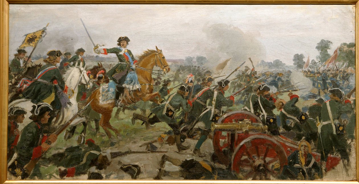1709'da Poltava Savaşı (tuval üzerine yağlı boya) by Ivan Alexeyevich Vladimirov