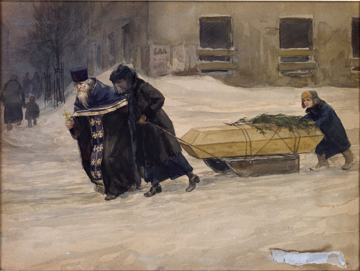 Babasının cenazesi Vladimirov, Ivan Alexeyevich (1869-1947). Suluboya, Kağıt Üzerine Guaj by Ivan Alexeyevich Vladimirov