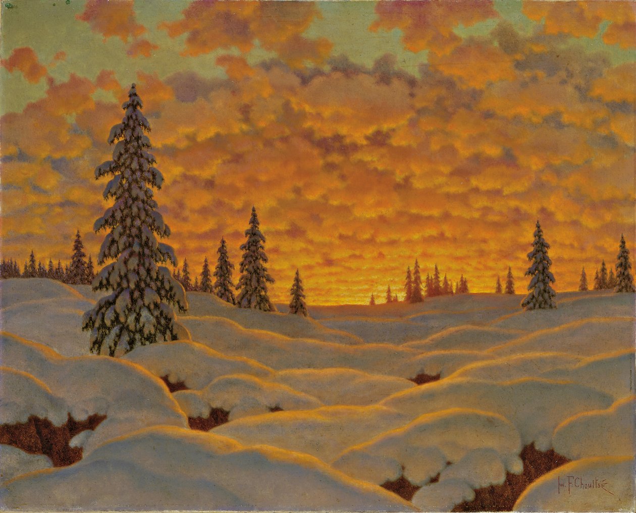 Finlandiya'da gün batımı by Ivan Fedorovich Choultse