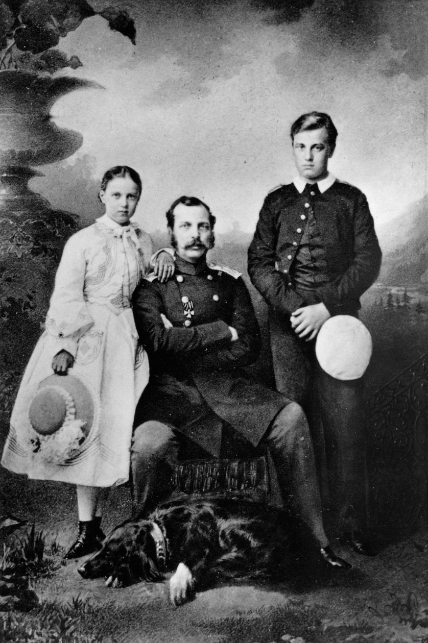 Rusya Çarı II. Aleksandr, kızı Maria ve oğlu Alexei ile birlikte, 1863 by Ivan Fyodorovich Alexandrovsky