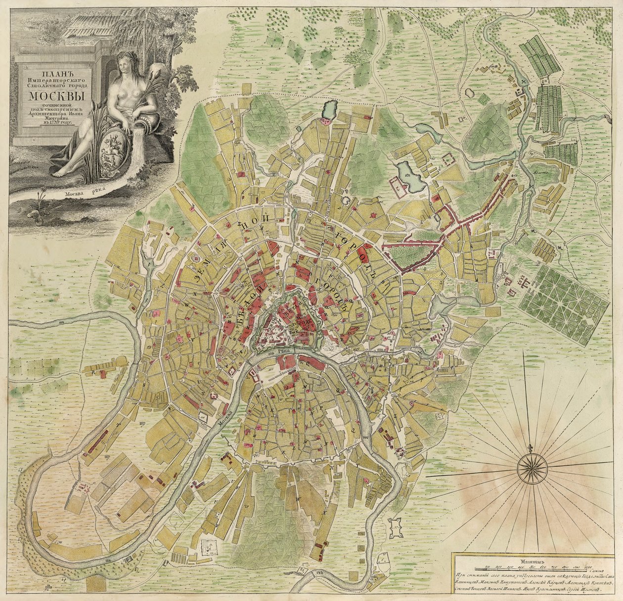 Moskova Haritası, 1739 by Ivan Fyodorovich Michurin