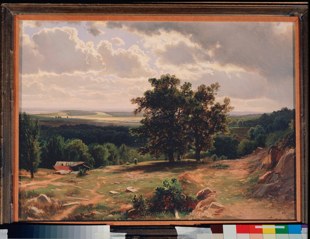 Oaks, Dusseldorf yakınlarındaki Manzara (Almanya) - Oaks, Dusseldorf yakınlarındaki Manzara - Ivan Ivanovich Shishkin (Chichkine) (1832-1898), ahşap üzerine yağlı boya by Ivan Ivanovich Shishkin