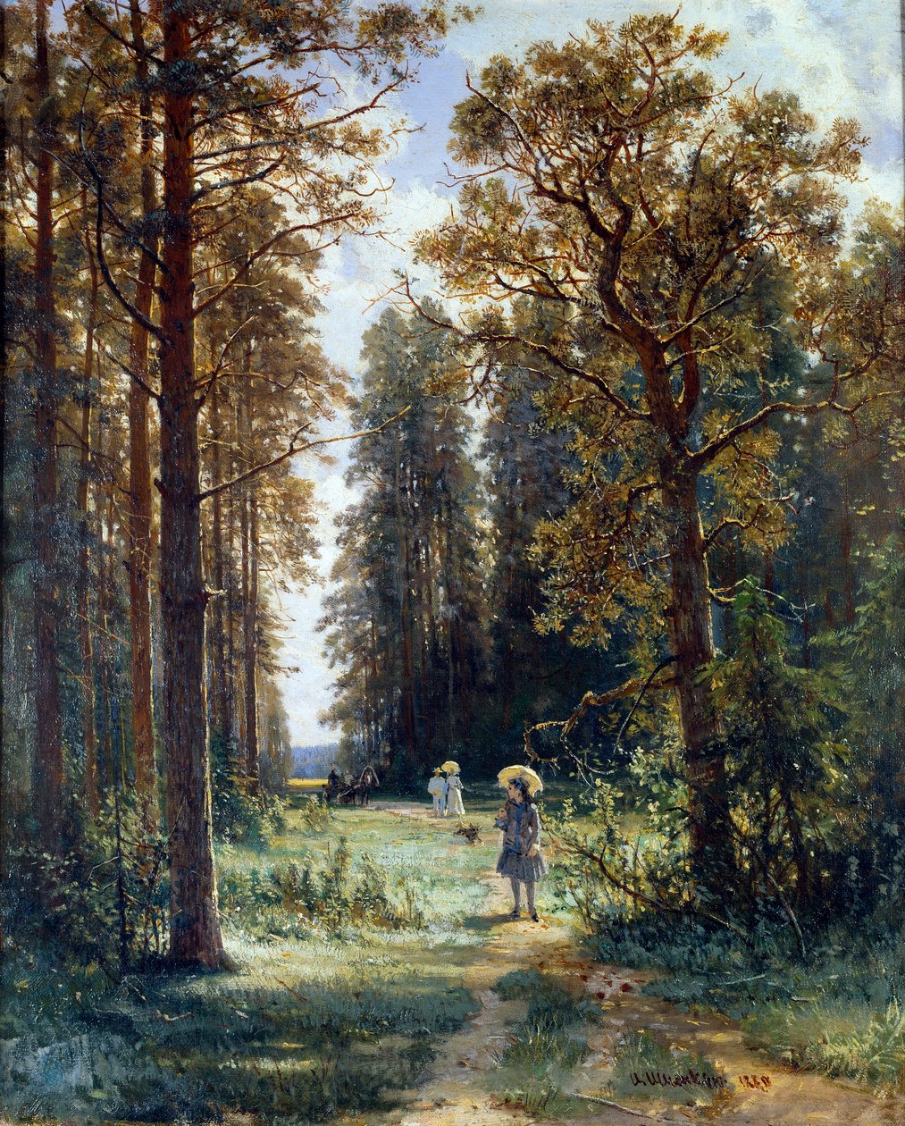 Ormanın içinden geçen yol Bir ormandaki manzarayı temizlemek. Ivan Ivanovich Shishkin