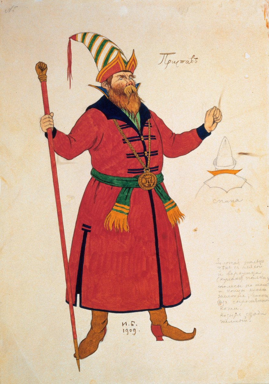 Altın Horoz için kostüm tasarımı, Rimsky-Korsakov, 1909 by Ivan Yakovlevich Bilibin