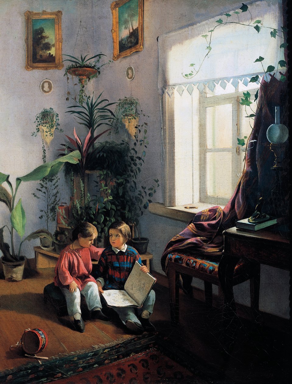 Resimli kitaba göz atan çocuklar by Ivan Khrutsky