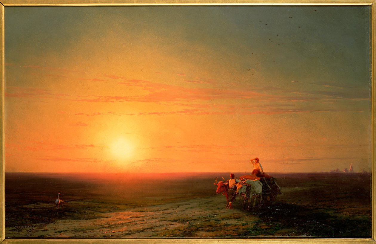 Gün Batımında Tarlalardan Dönen Köylüler, 19. yüzyıl by Ivan Konstantinovich Aivazovsky