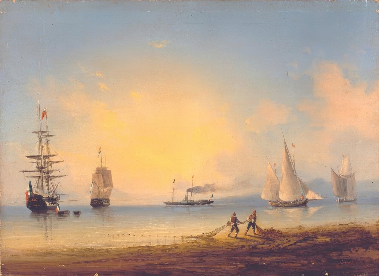 Rus ve Fransız fırkateynleri by Ivan Konstantinovich Aivazovsky