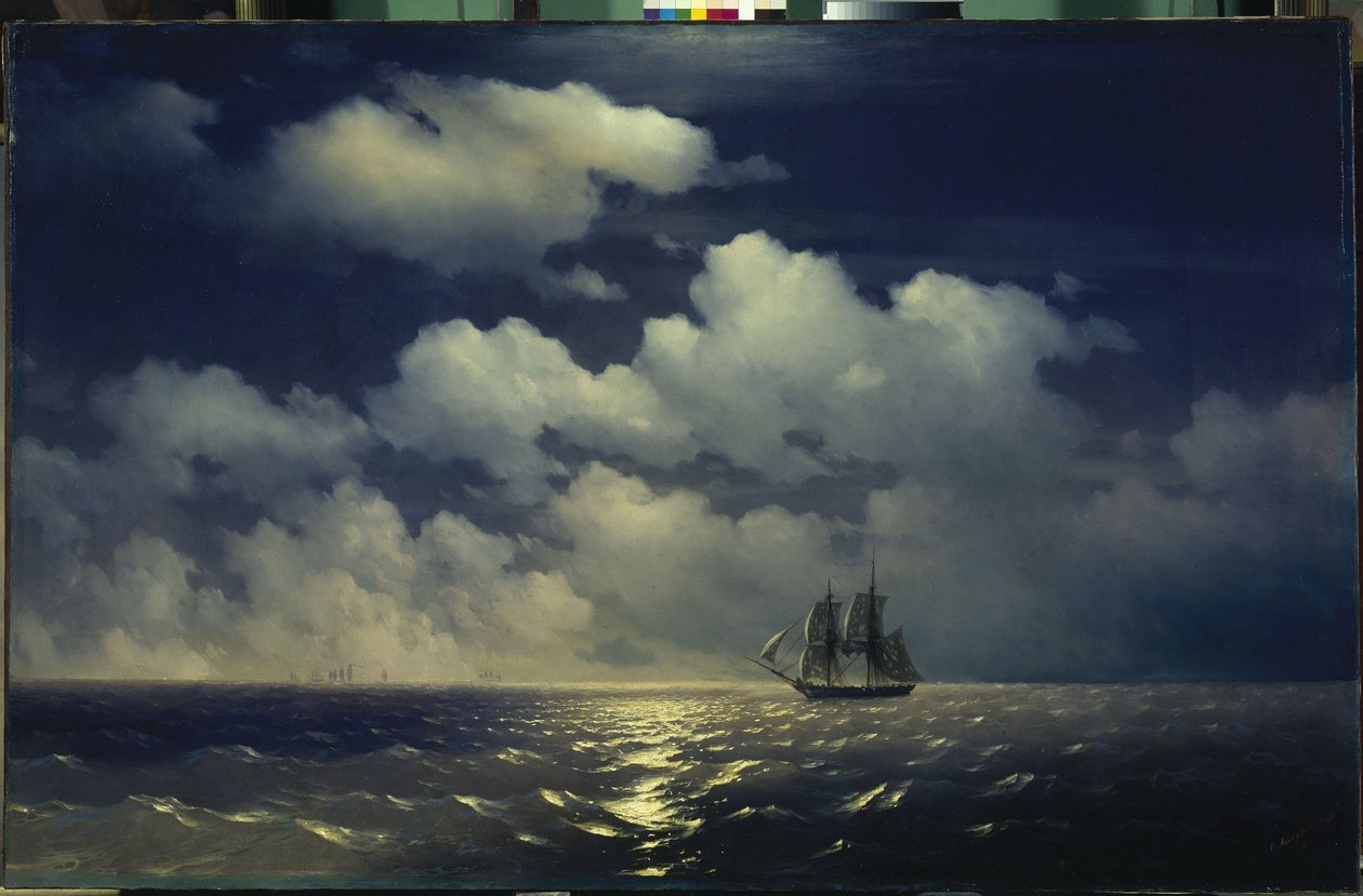 Rus filosu par Aivazovsky, Ivan Konstantinovich (1817-1900) iki Türk gemisini yendikten sonra Merkür brig karşılaşması by Ivan Konstantinovich Aivazovsky